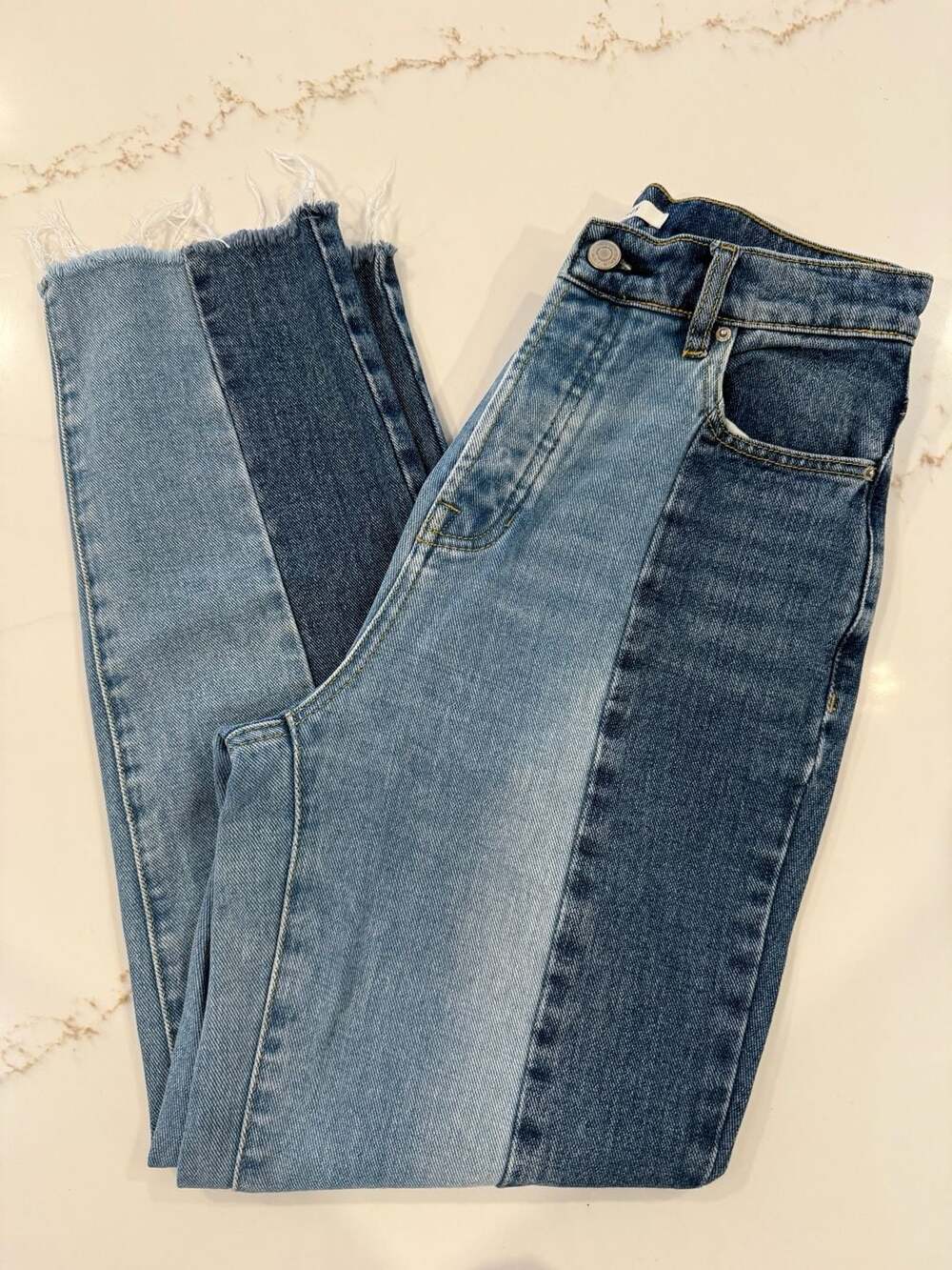 PacSun Two-Tone Colorblock High Rise Straight Leg Jeans Size 25